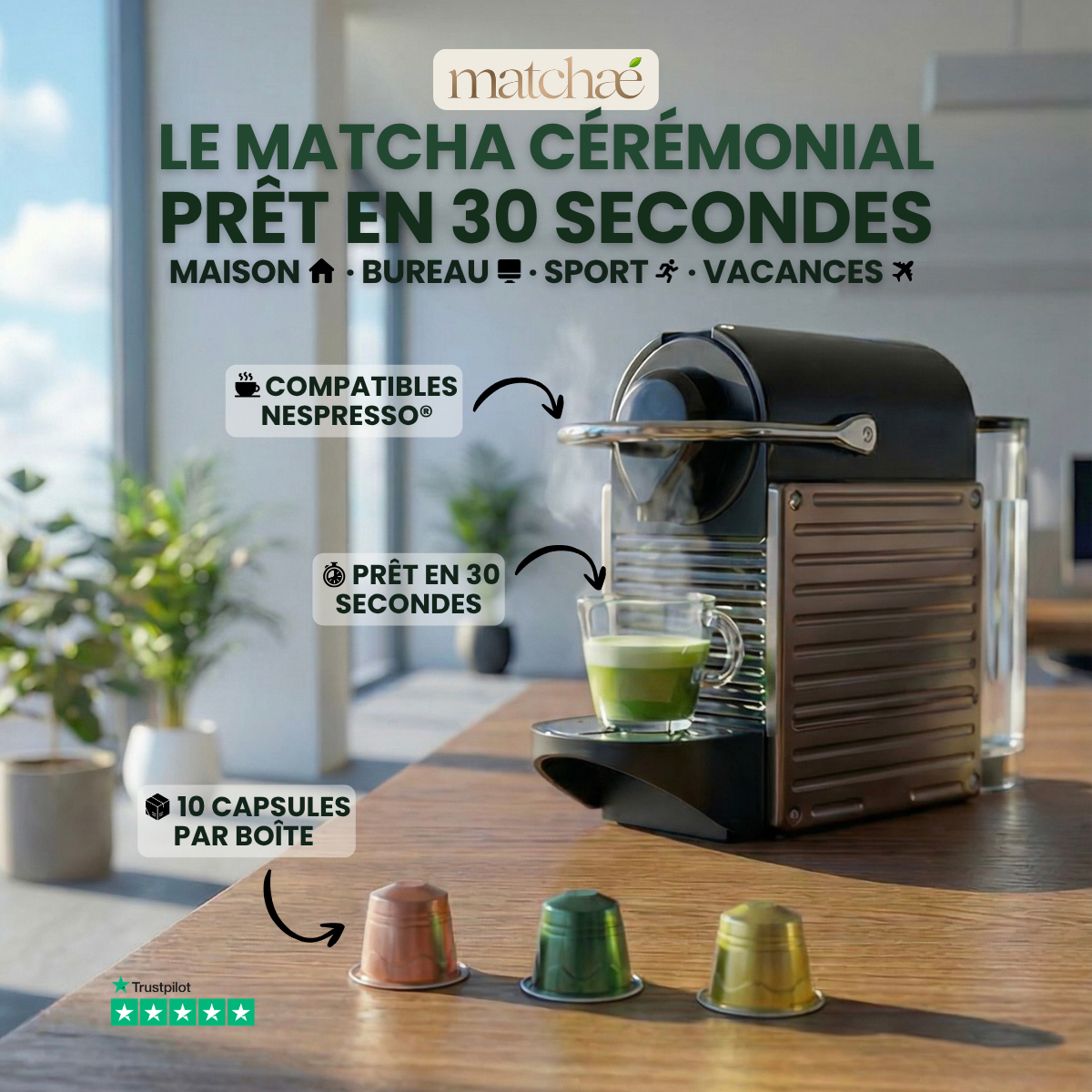 Boîte de 10 Capsules Matcha Compatibles Nespresso®