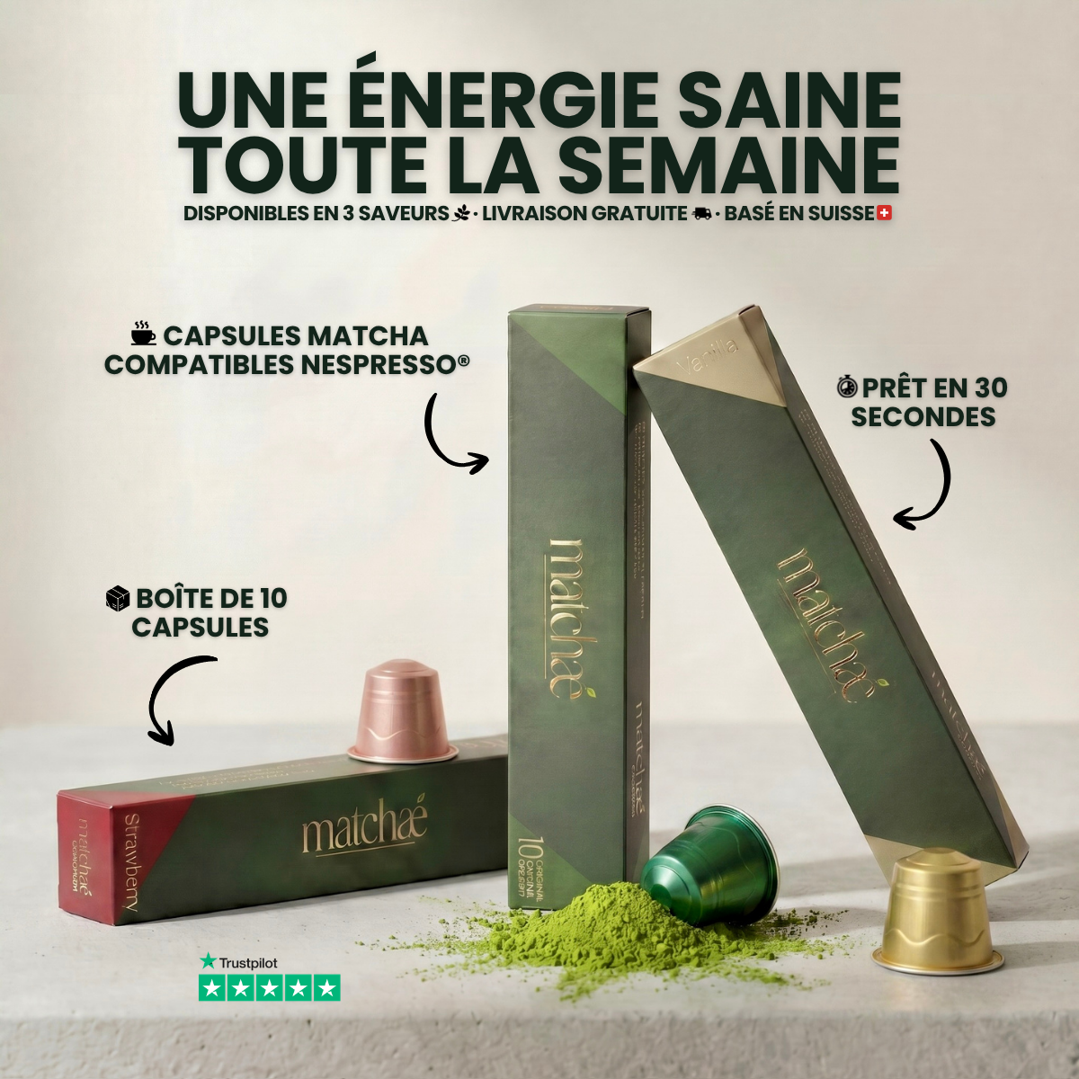 Boîte de 10 Capsules Matcha Compatibles Nespresso®